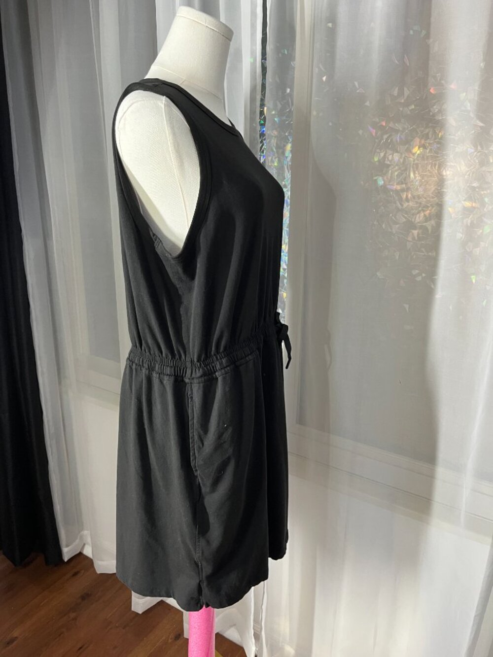 Member’s Mark Black Tank Dress Size L Drawstring Waist Pockets Sleeveless - Picture 10 of 10